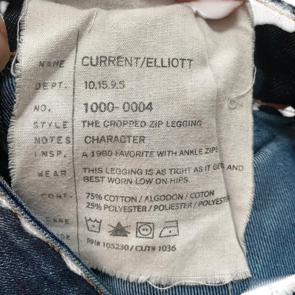 Current Elliot Dark Wash Blue Jeans Cropped Zipped Legging Jegging 27 low rise - Picture 7 of 7